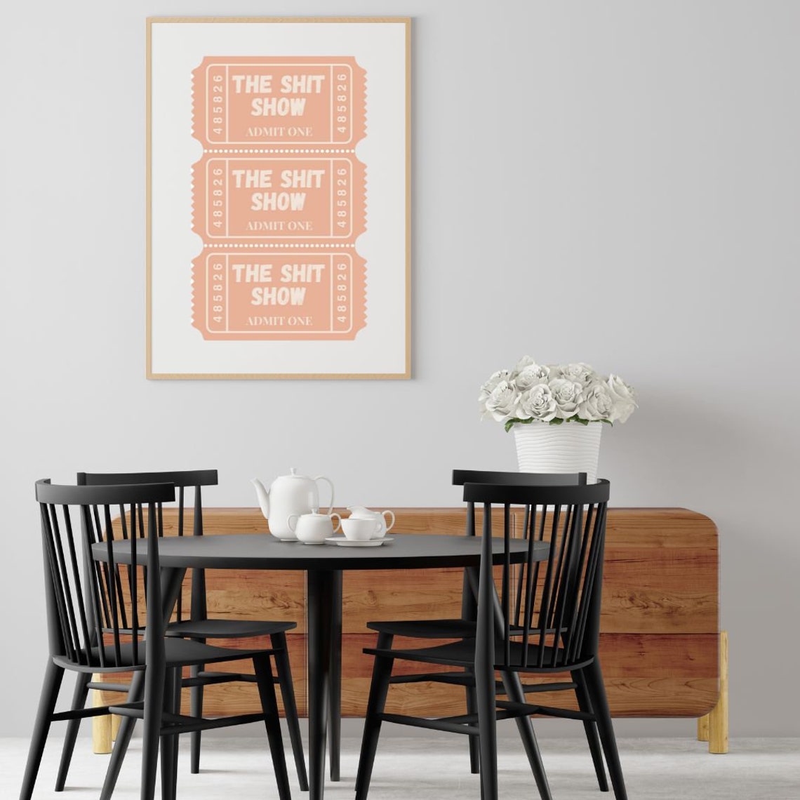 The Shit Show Admit One Funny Ticket Stubs Peach Quote Poster - Image 3