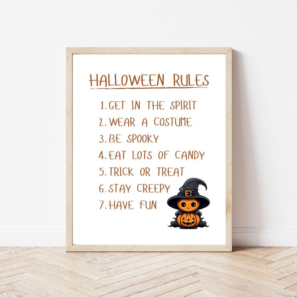 Halloween Rules List Cute Pumpkin Kids Halloween Party Poster - Image 2