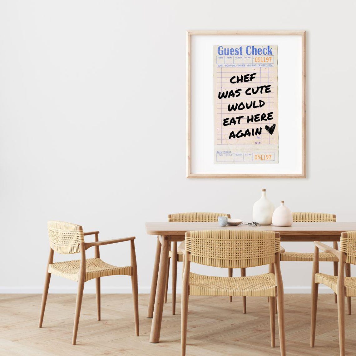 Chef Was Cute Would Eat Here Again Vintage Guest Check Poster - Image 3