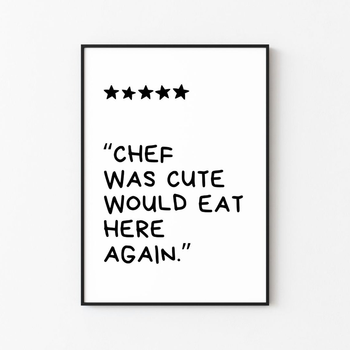 Chef Was Cute Would Eat Here Again Funny Kitchen Review Poster