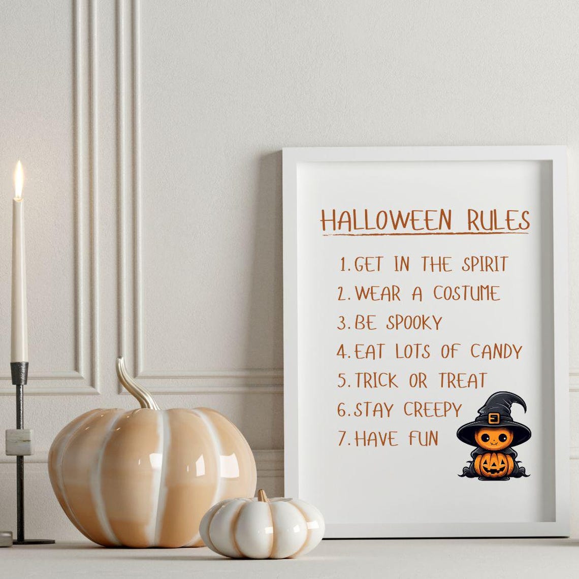 Halloween Rules List Cute Pumpkin Kids Halloween Party Poster