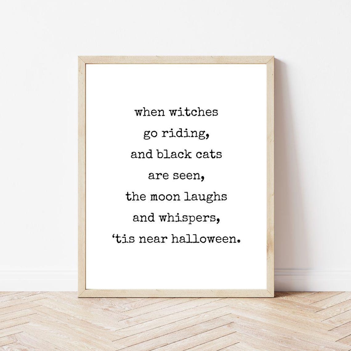 Witches Go Riding Black Cats Typewriter Halloween Poem Poster - Image 2