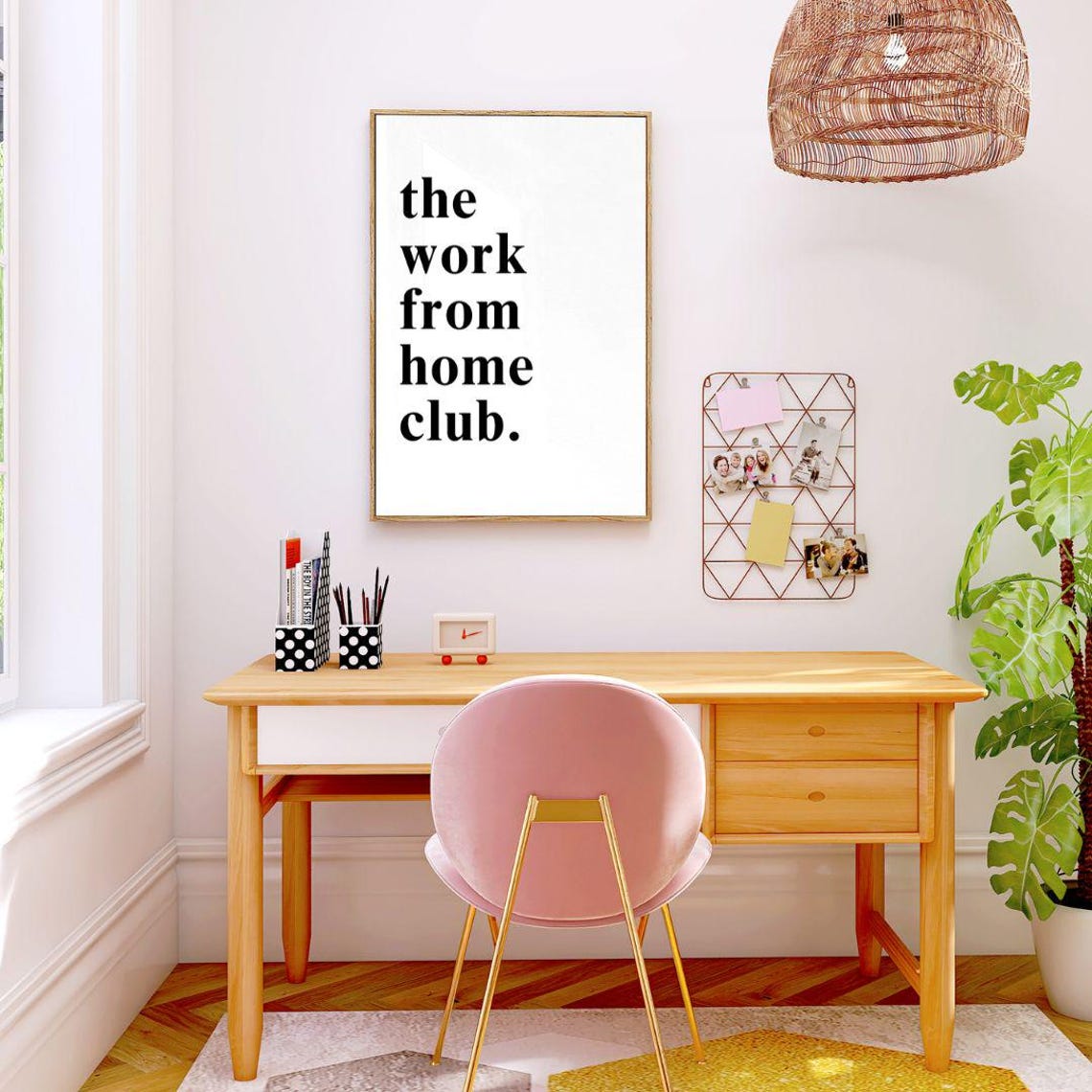 The Work From Home Club Serif Typography Office Desk Wall Poster - Image 3