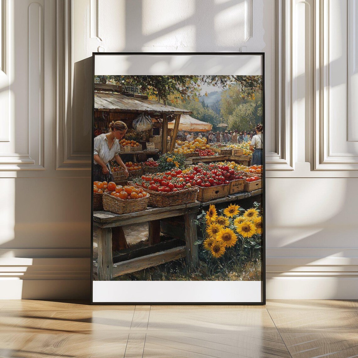 Rustic Farmers Market Stall Overflowing with Produce Art Poster