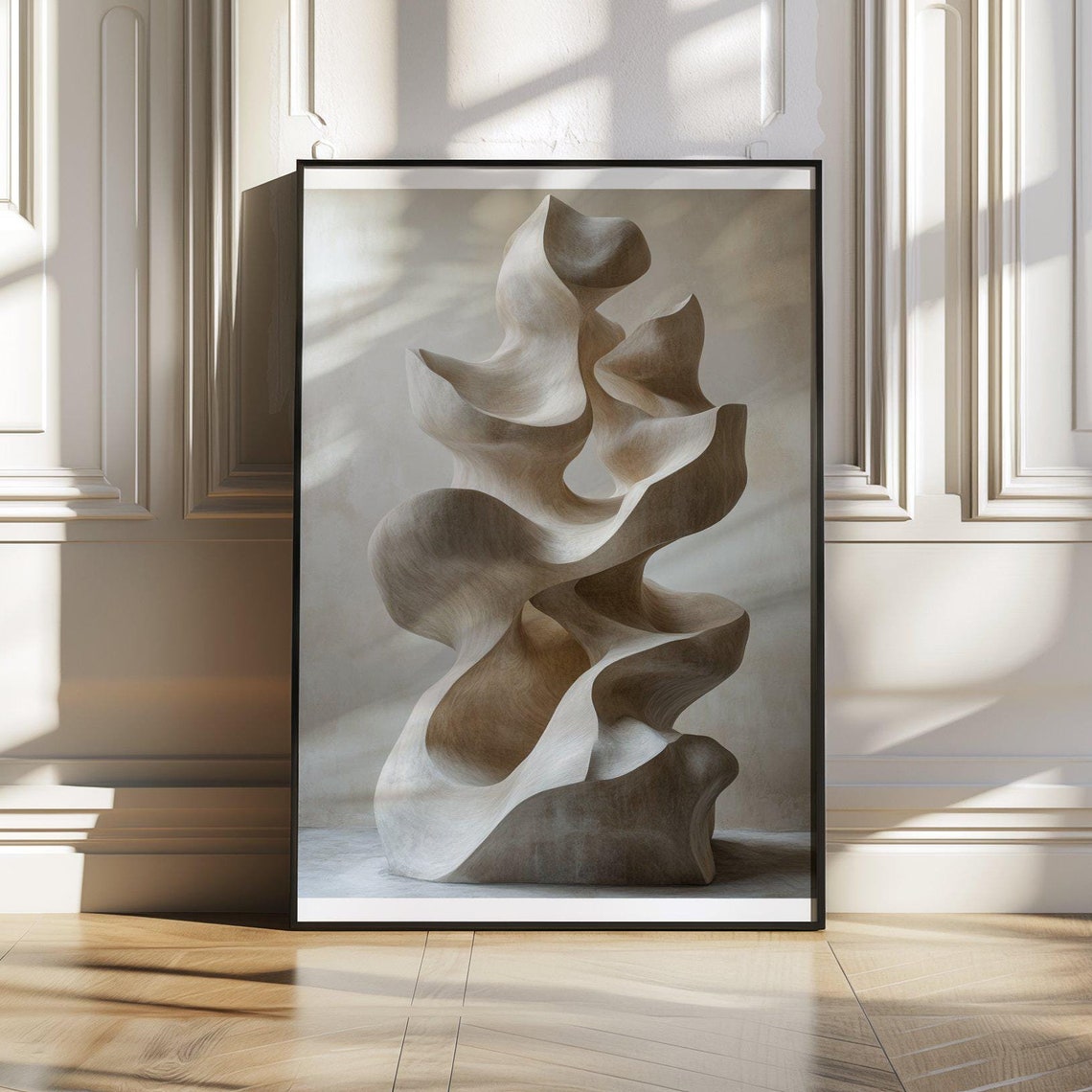 Minimalist Beige Abstract Sculpture Poster With Soft Flowing Curves