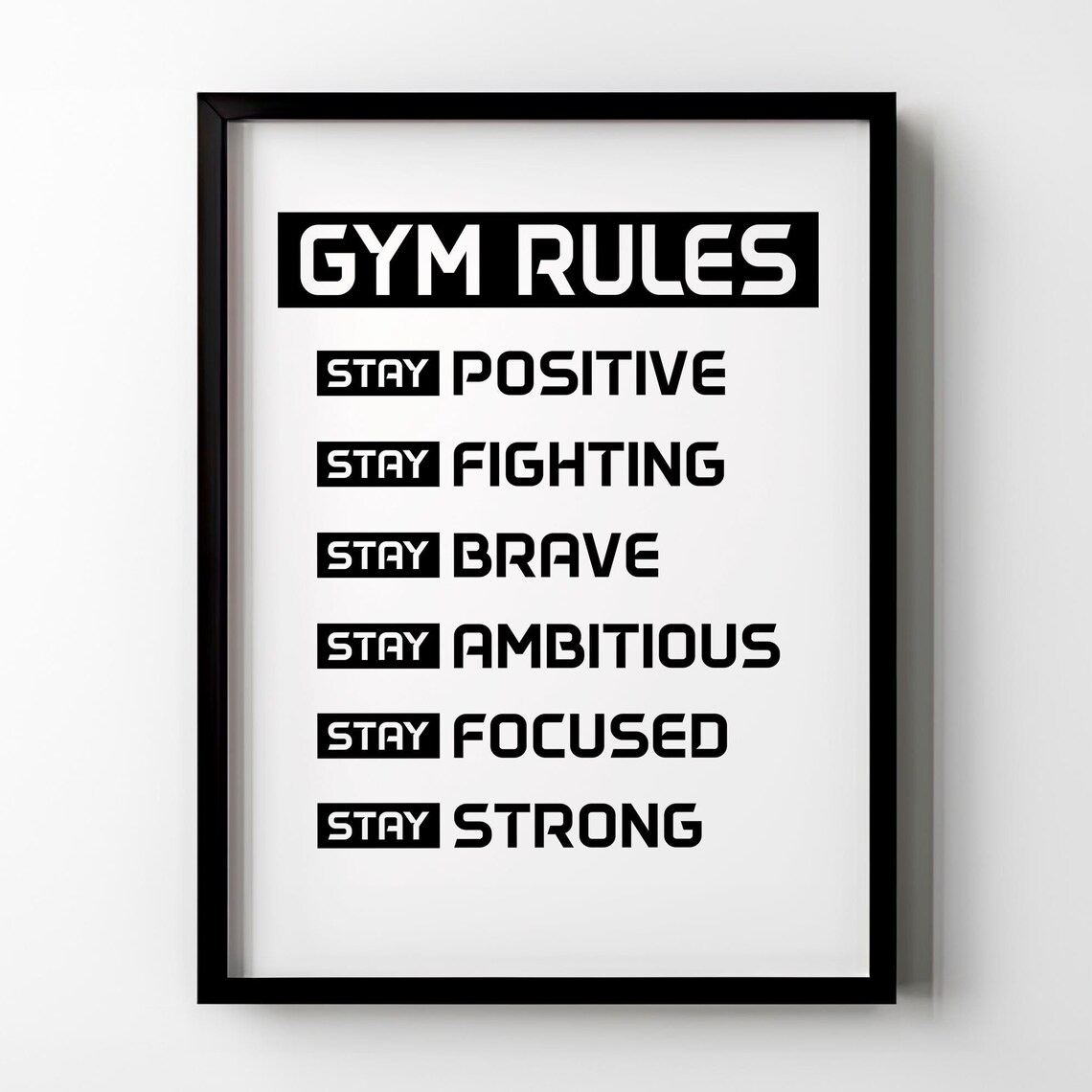 Gym Rules Stay Positive Stay Strong Motivational Fitness Poster