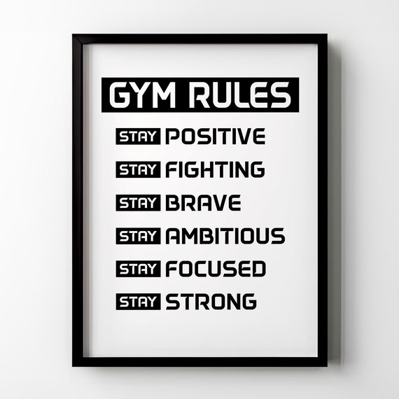 Gym Rules Poster Print Motivational Inspirational Quotes Bodybuilding Home Gym Wall Art Fitness Room Sports Wall Decor Matte Poster