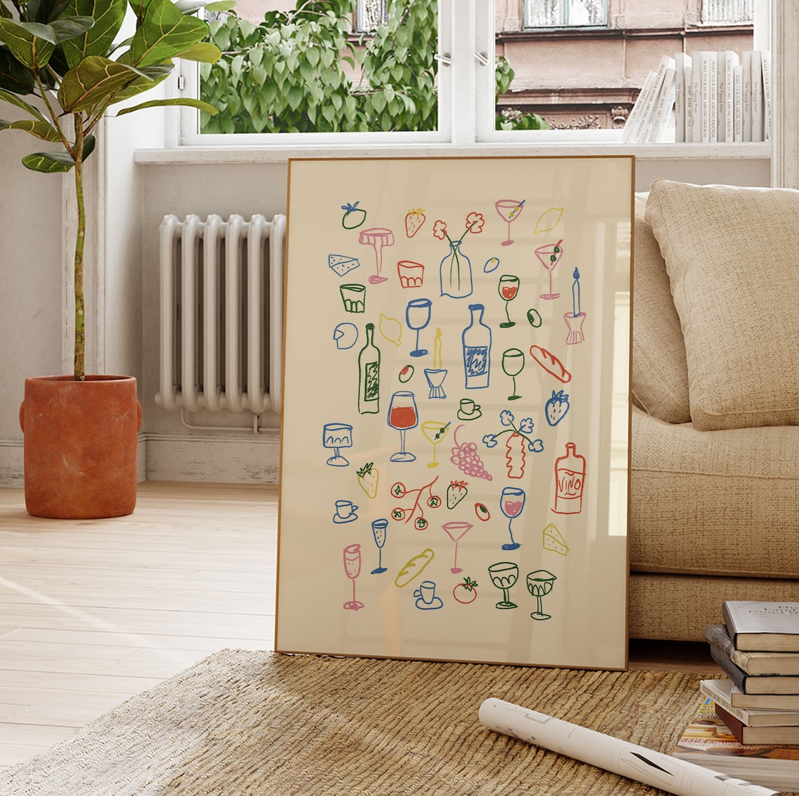 Retro Dinner Table Poster, Maximalist Kitchen Decor - Image 3