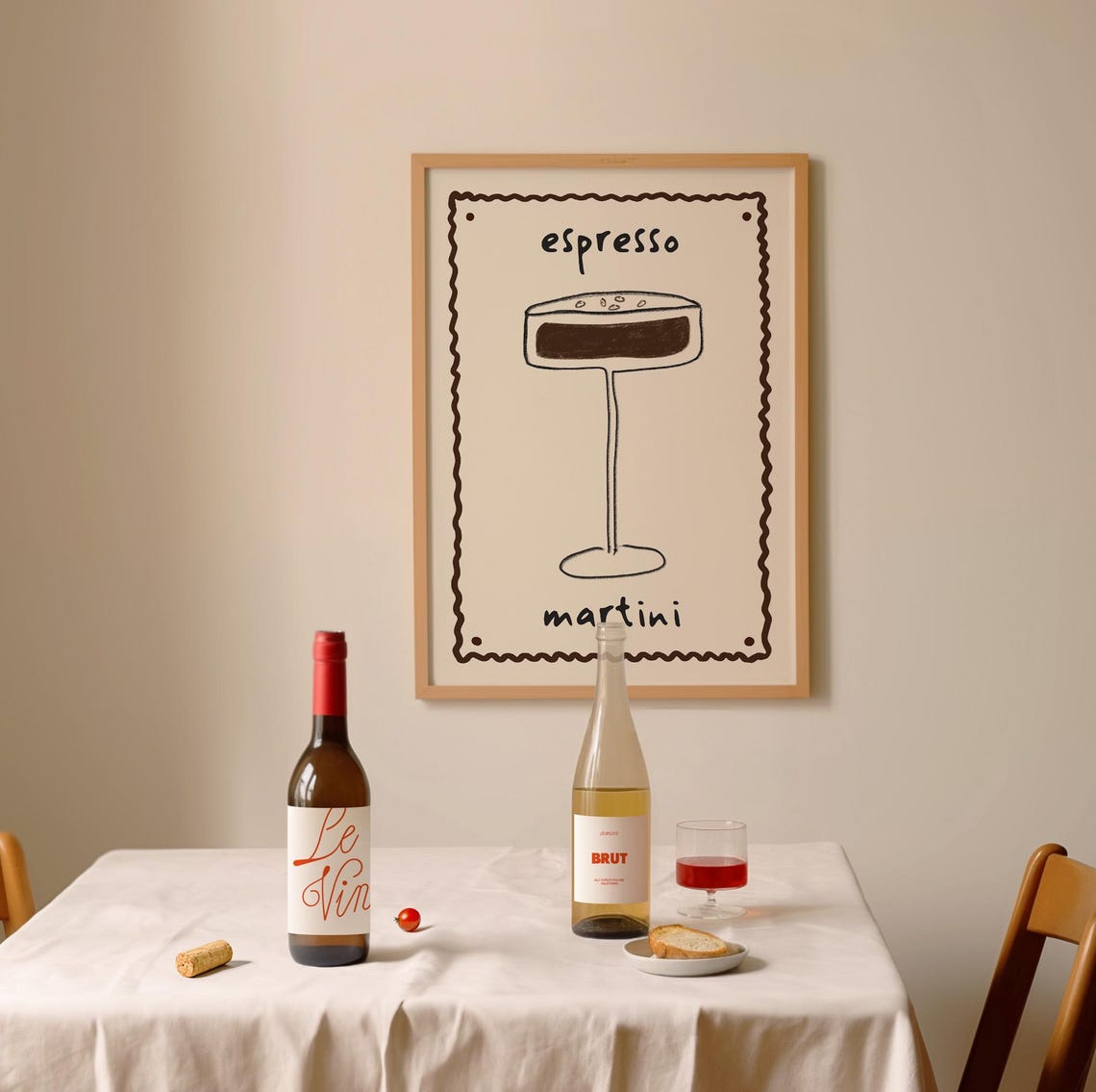 Espresso Martini Hand Drawn Wavy Border Cocktail Minimal Art Poster - Image 2