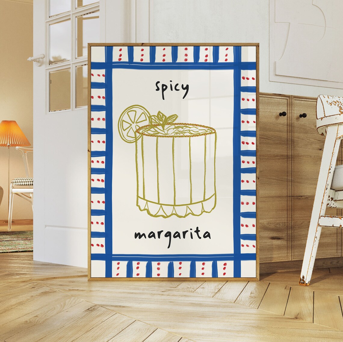 Spicy Margarita Trendy Cocktail Bar Cart Poster - Image 3