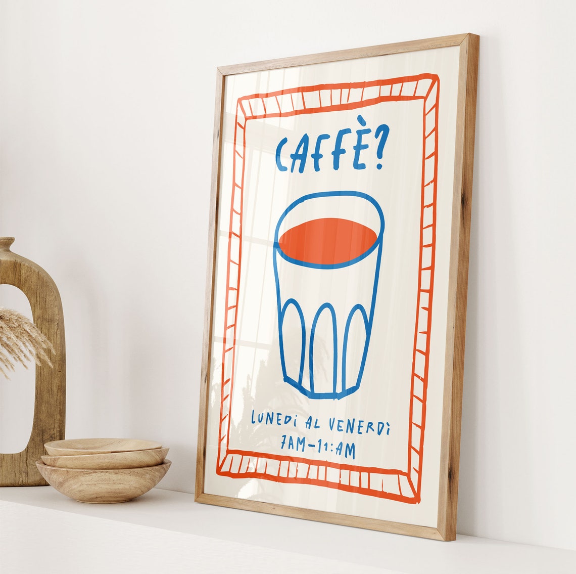 Caffe Italian Espresso Cup Retro Kitchen Coffee Bar Line Art Poster - Image 4