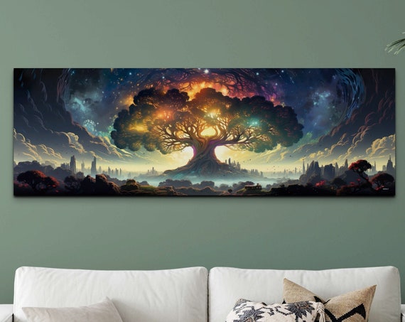 Yggdrasil Tree Wall Art Tree Of Life Wall Art Panoramic Tree Of Life Wall Art Trippy Wall Art Extra Large Wall Art