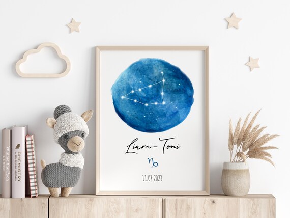 Capricorn Constellation Blue Circle Personalized Name Gift Poster