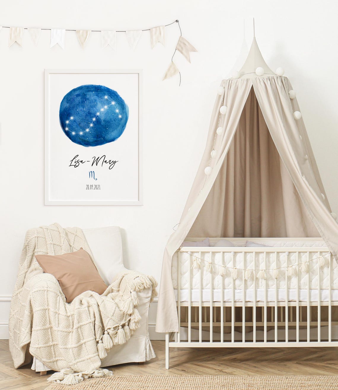 Scorpio Constellation Blue Circle Personalized Name Gift Poster - Image 2