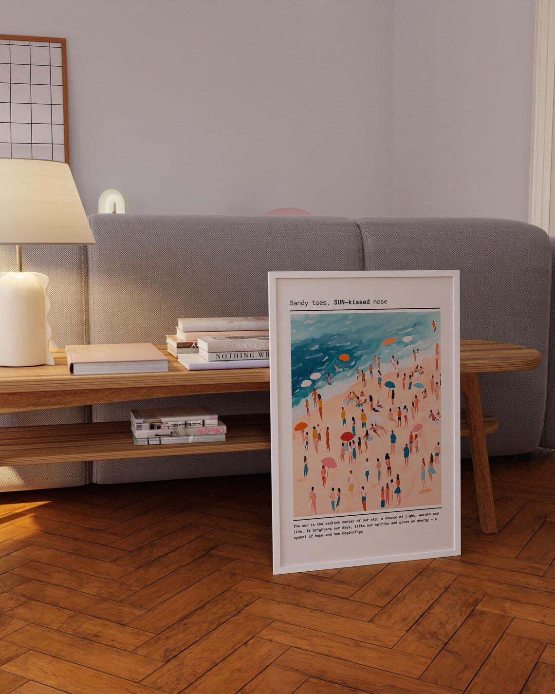Sandy Toes Sun Kissed Nose Watercolor Beach Crowd Seaside Poster - Image 5
