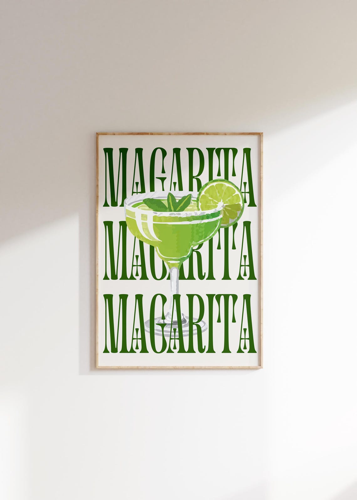 Margarita Green Typography Cocktail Poster Lime Glass Bar Decor - Image 4