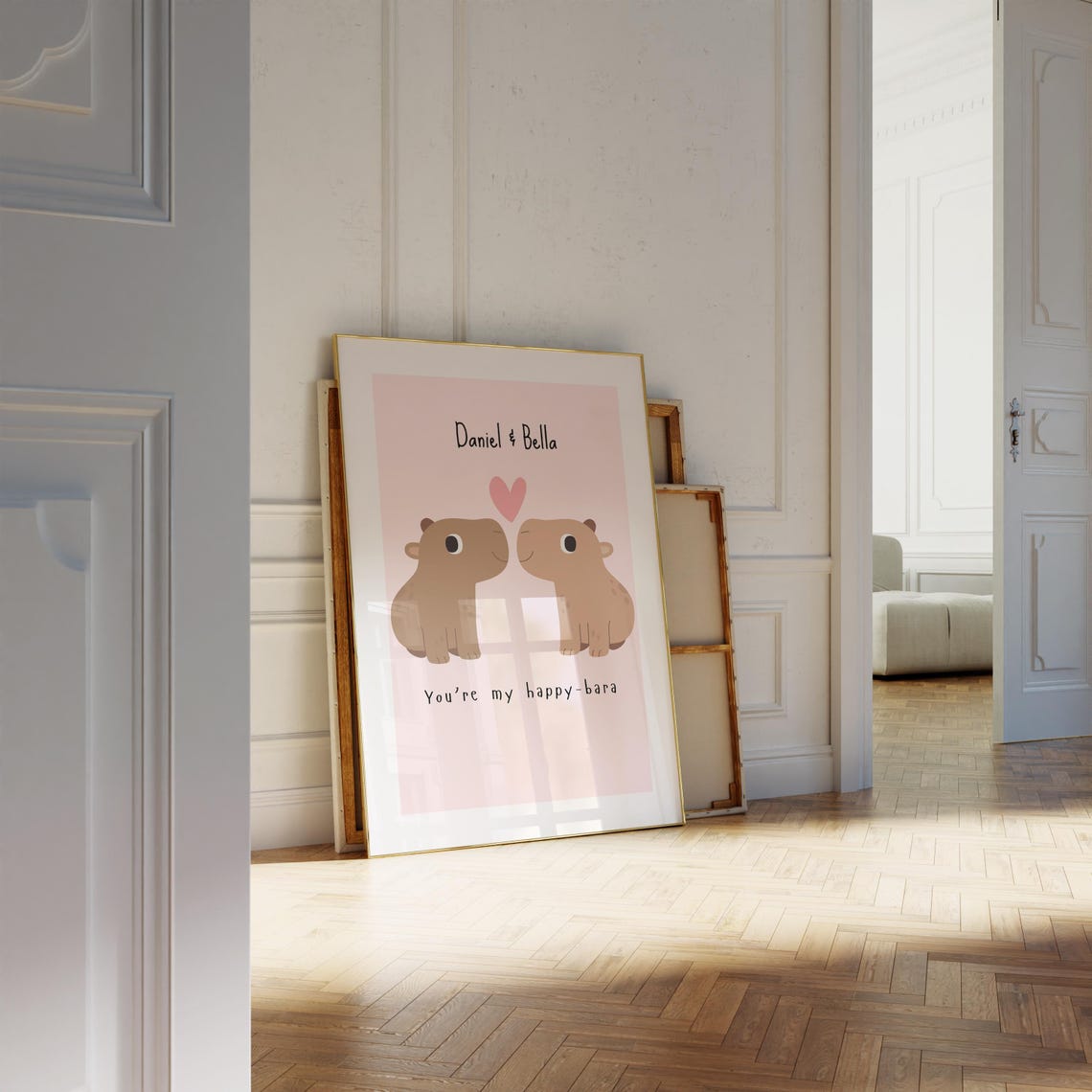 Personalized Cute Capybara Couple You Are My Happy Bara Poster - Image 2