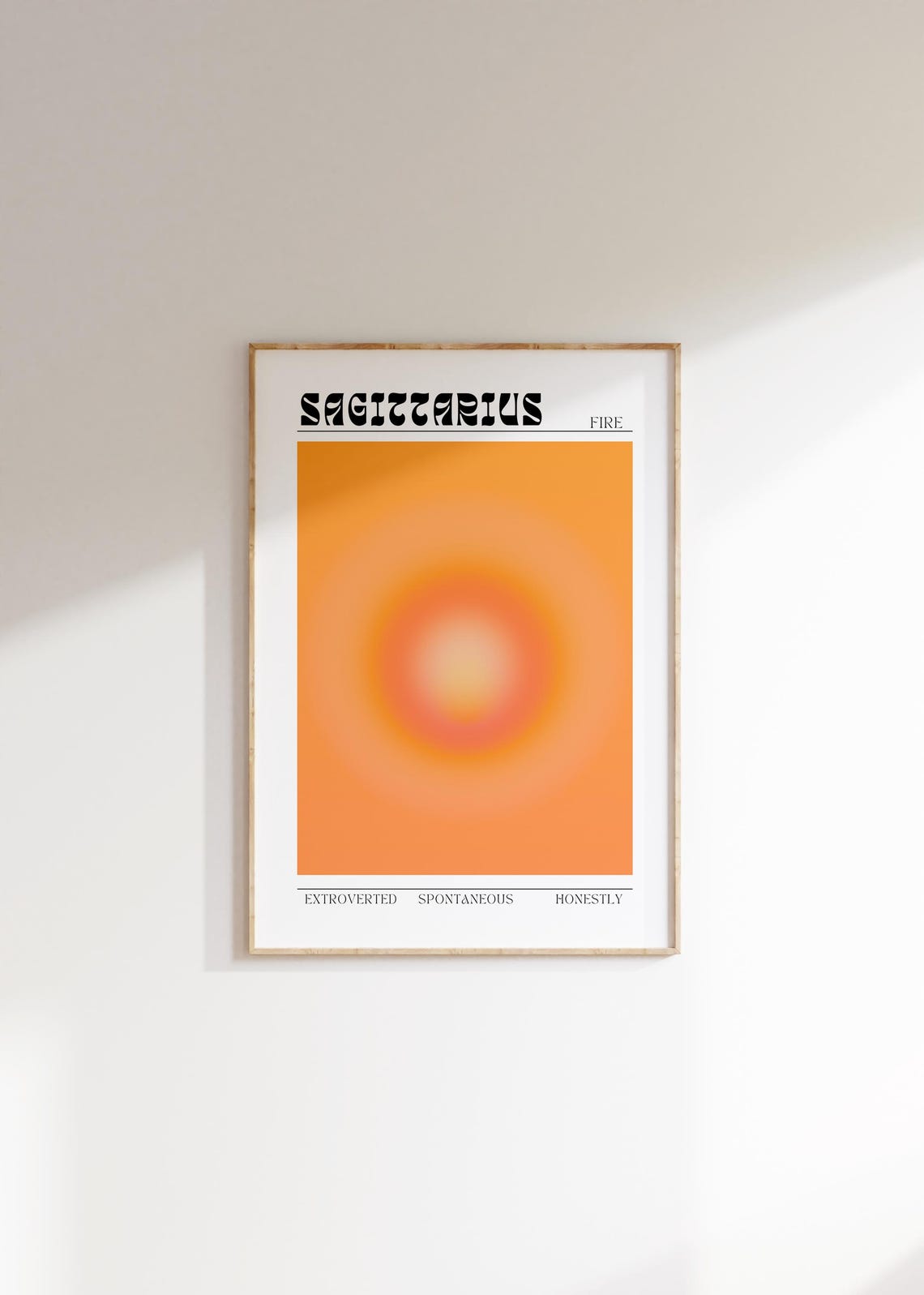 Sagittarius Fire Sign Orange Retro Type Zodiac Astrology Poster - Image 3