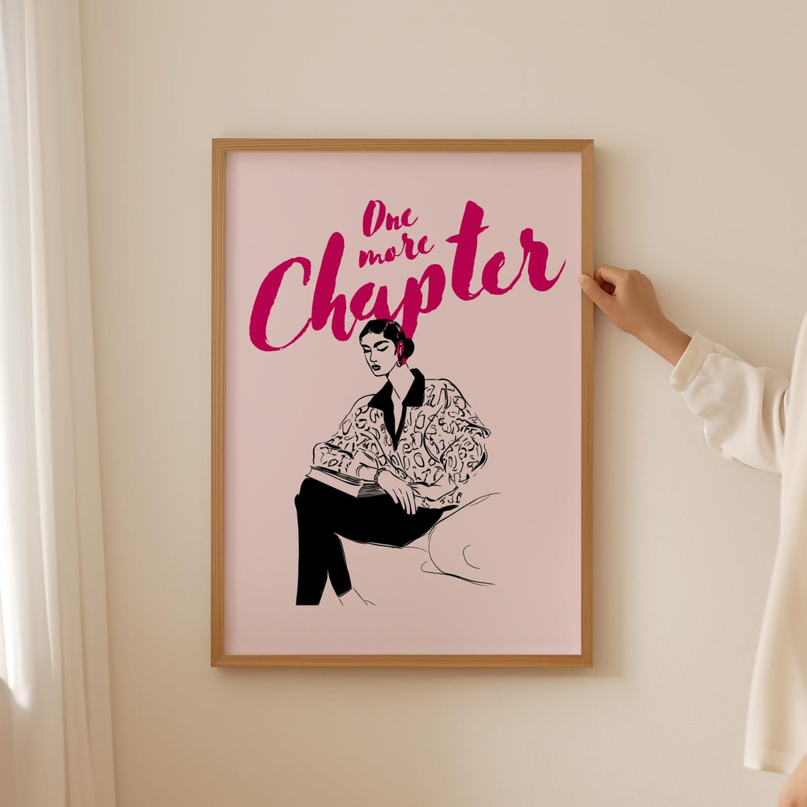 One More Chapter Pink Fashion Reading Book Lover Wall Poster