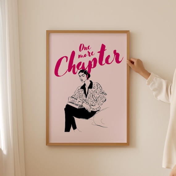 One More Chapter Pink Fashion Reading Book Lover Wall Poster