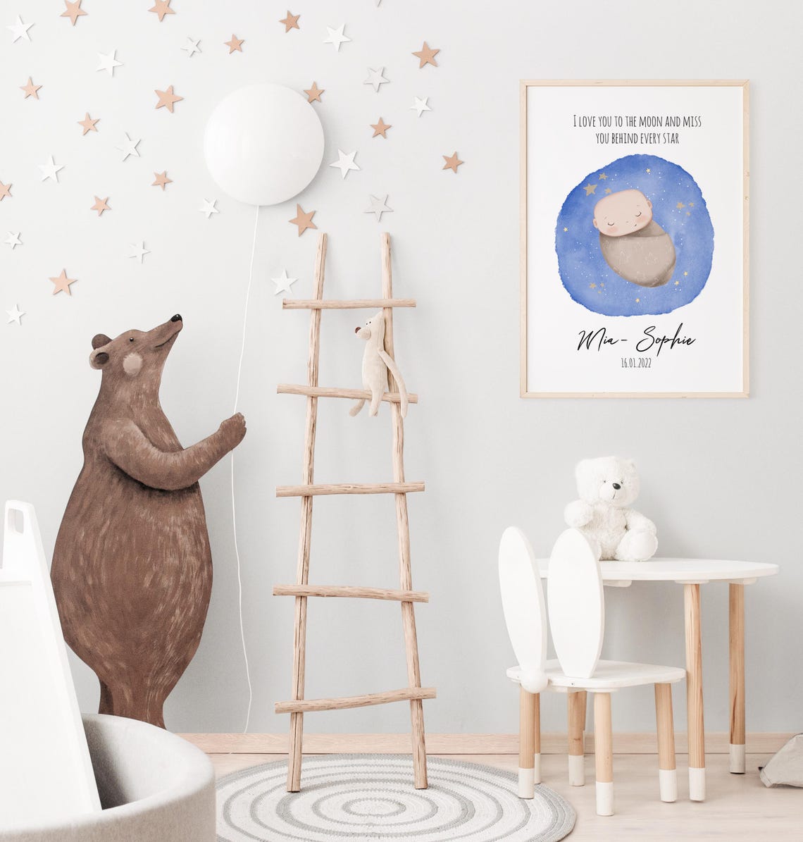 Sleeping Baby Moon Stars Personalized Memorial Keepsake Poster - Image 4