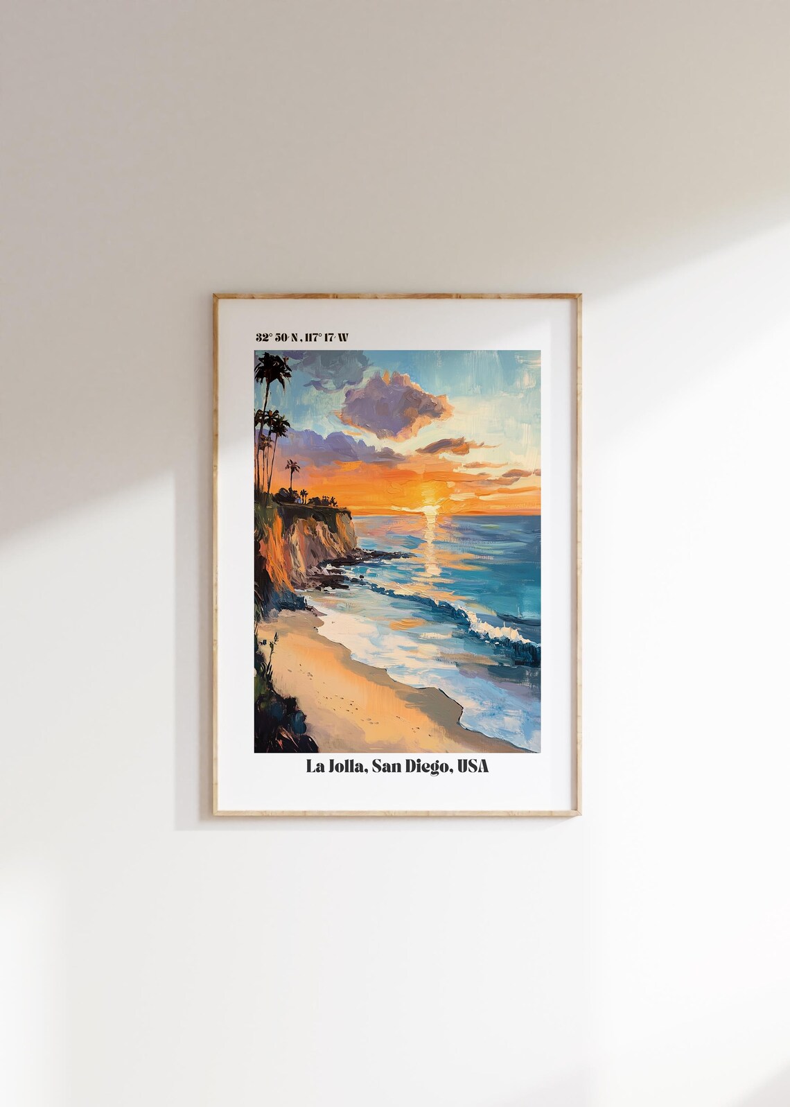 La Jolla San Diego Sunset Cove Cliffs Beach California Painting Poster - Image 4