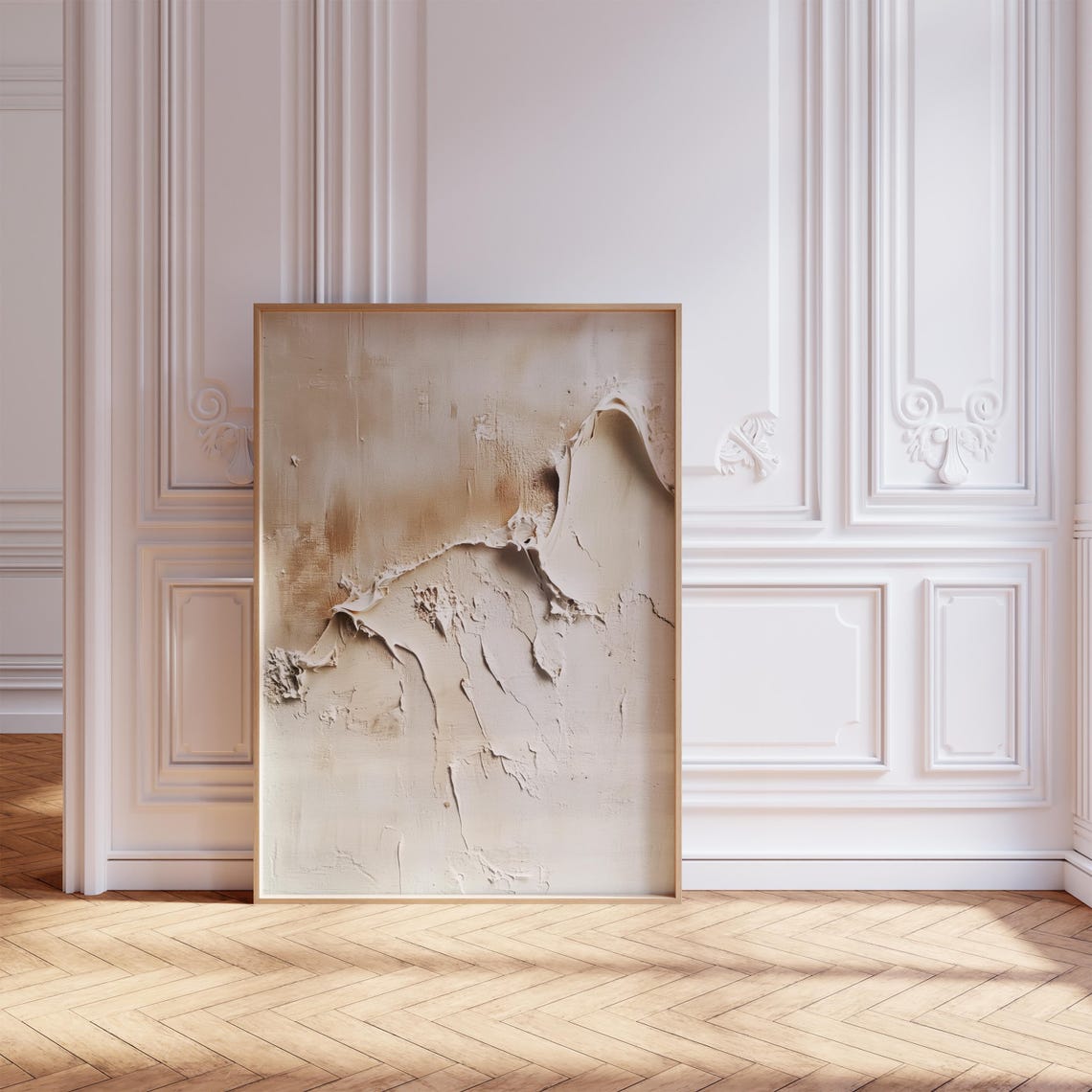 Cream Japandi Abstract Torn Paper Texture Wabi Sabi Neutral Poster - Image 3