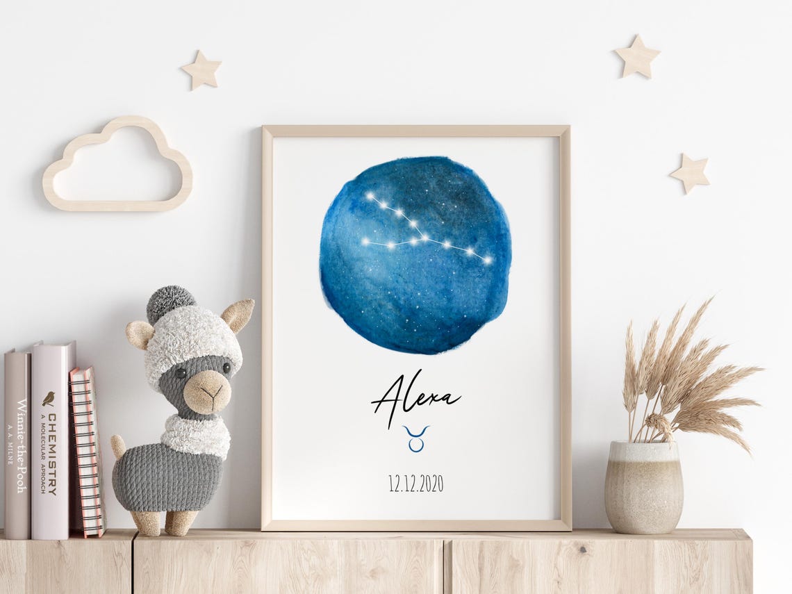 Taurus Constellation Blue Circle Personalized Name Gift Poster