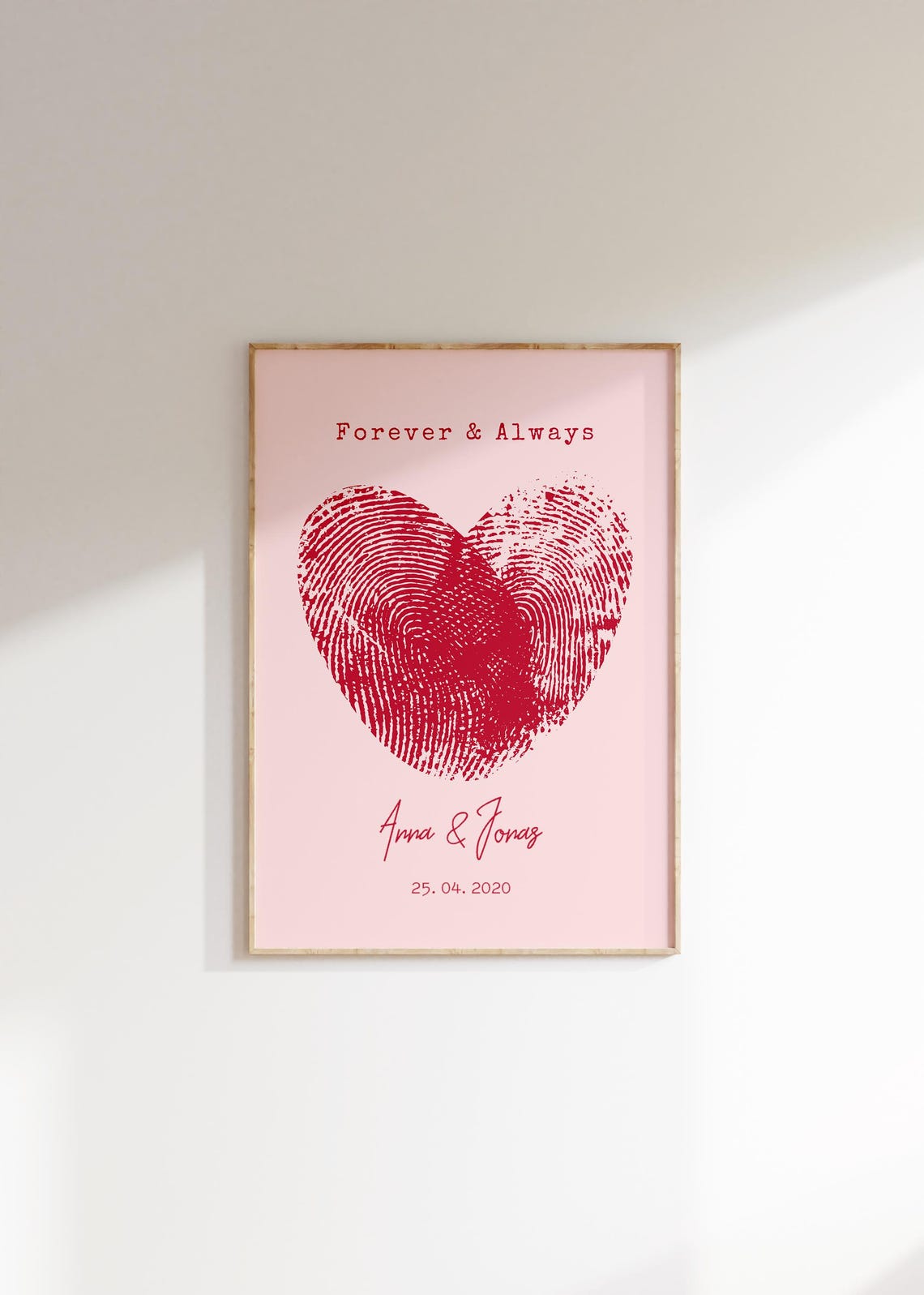 Forever And Always Fingerprint Heart Poster Personalized Couple Decor - Image 4
