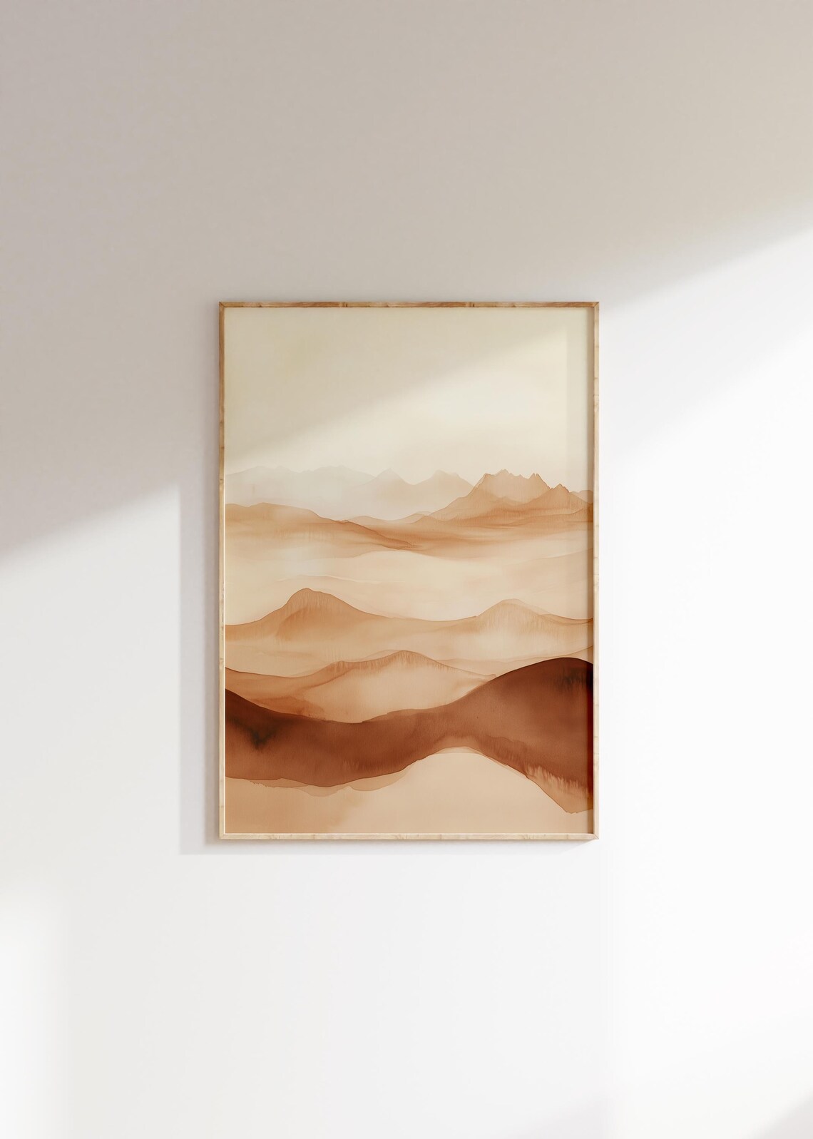 Terracotta Mountain Ranges Watercolor Misty Peaks Abstract Wall Poster - Image 2