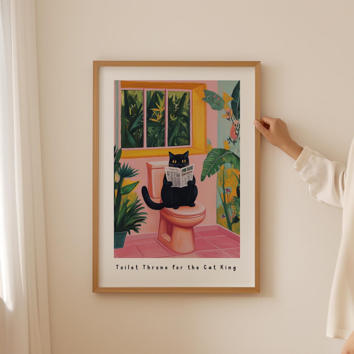 Toilet Throne Cat King Funny Black Cat Bathroom Humor Poster