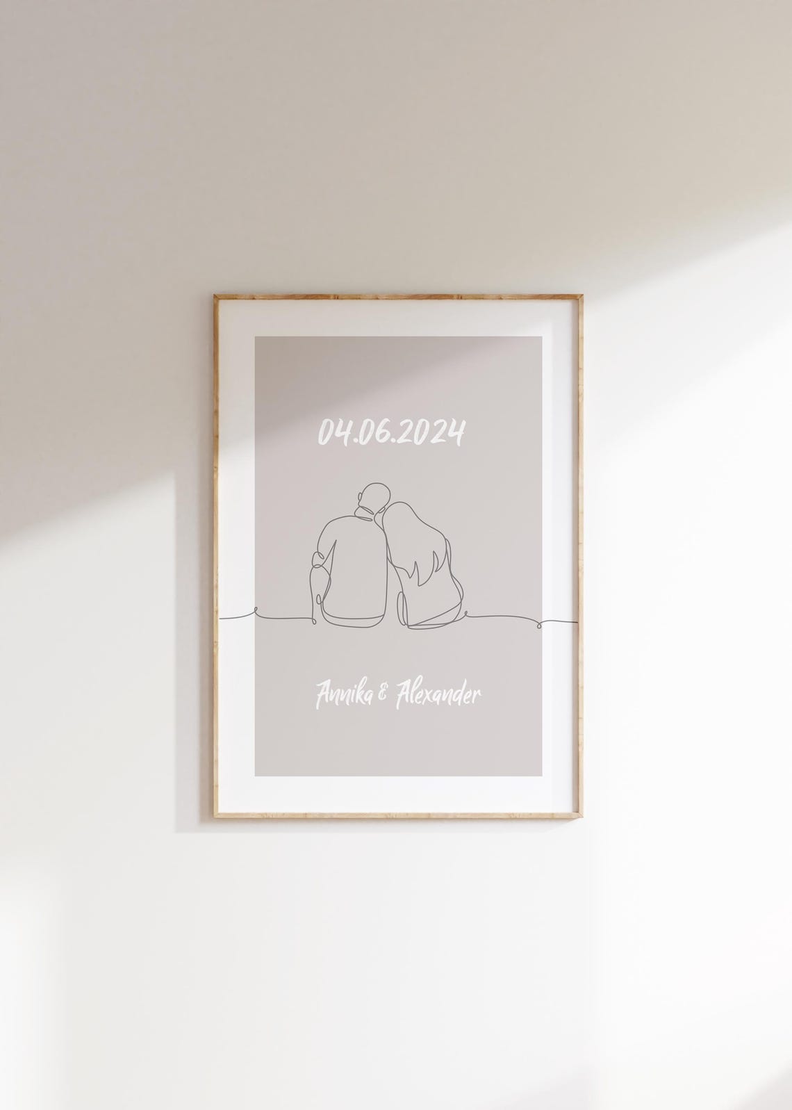 Couple Line Art Embrace Poster Minimalist Wedding Anniversary Decor - Image 4