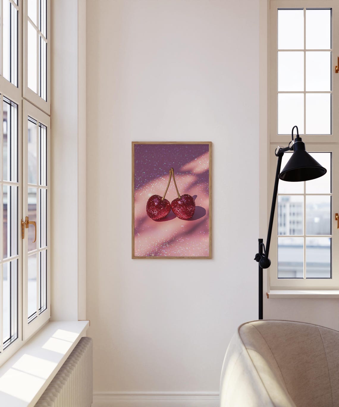 Glitter Red Cherries Disco Party Pink Sparkle Funky Kitchen Poster - Image 4