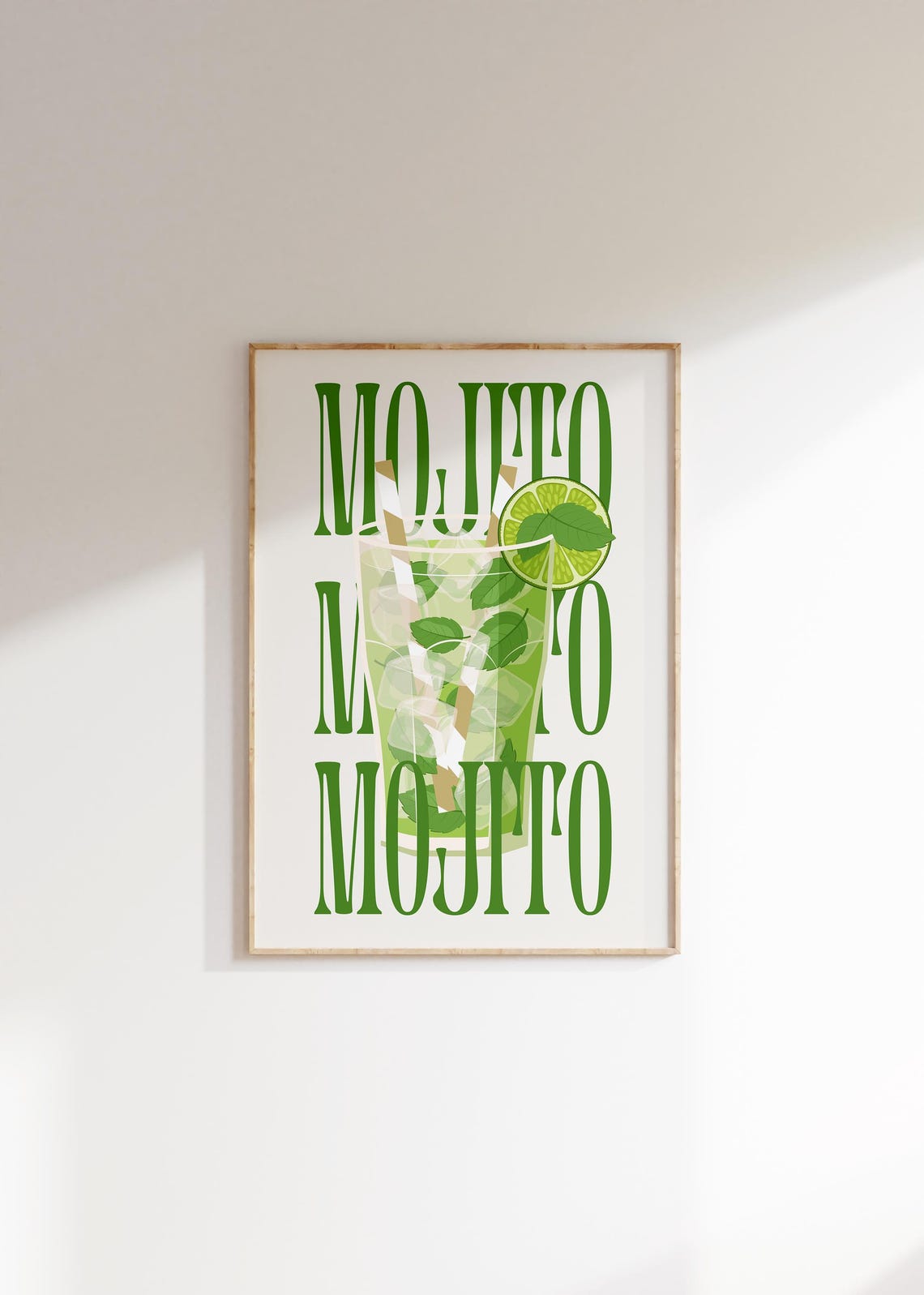 Mojito Cocktail Green Retro Typography Kitchen Bar Poster Art - Image 4