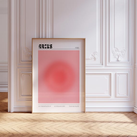 Aries Aura Zodiac Poster Pink Aura Print Aesthetic Wall Art Astrology Gift Dopamine Decor Aries Gift Teen Room Decor Spiritual Gifts