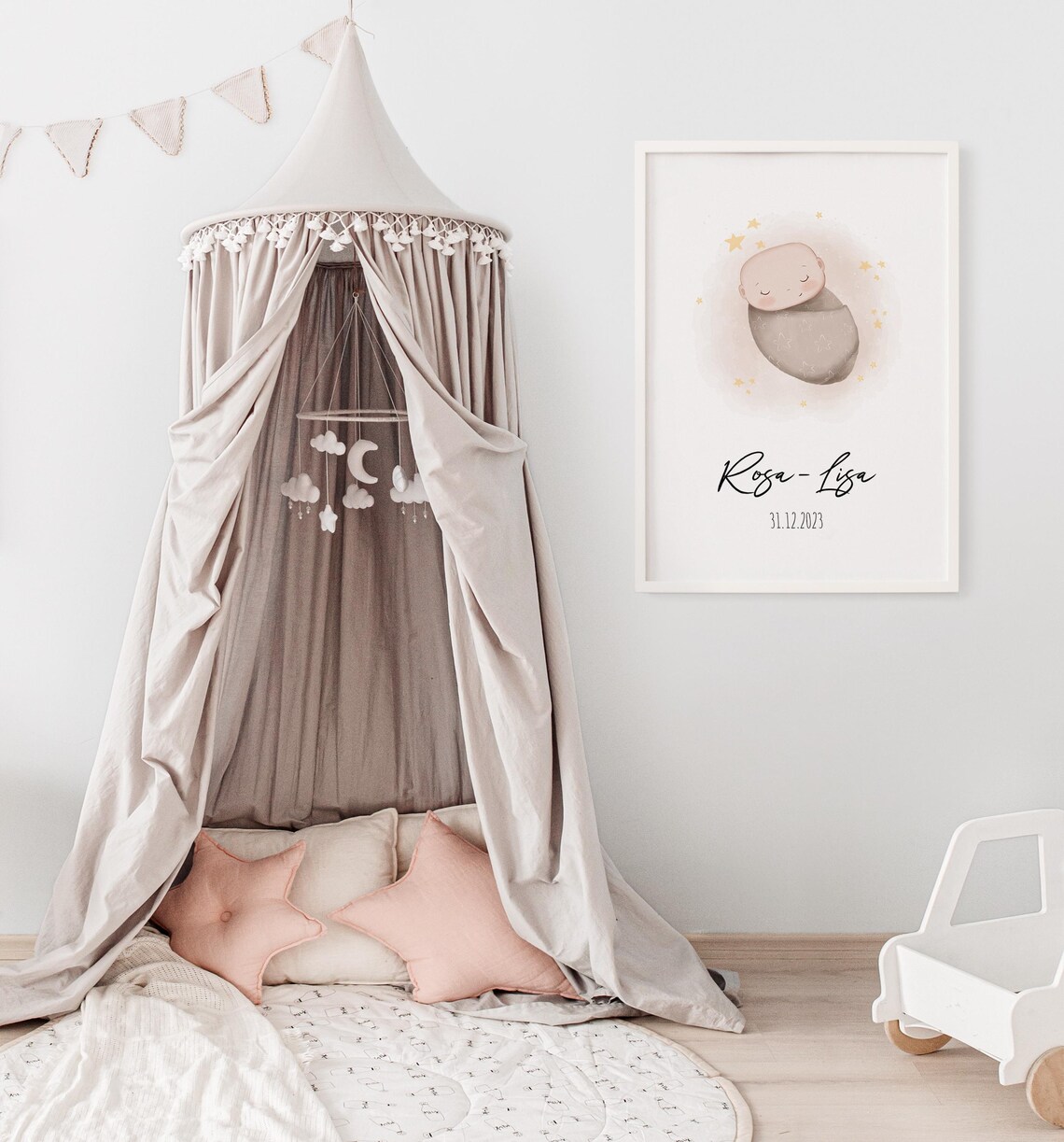 Personalized Sweet Sleeping Baby Memorial Angel Baby Star Poster - Image 3
