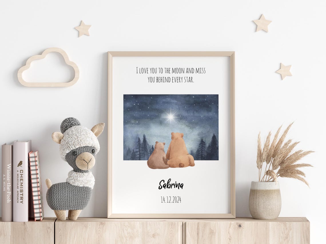 Personalized Bears Watching Stars Night Sky Memorial Quote Poster