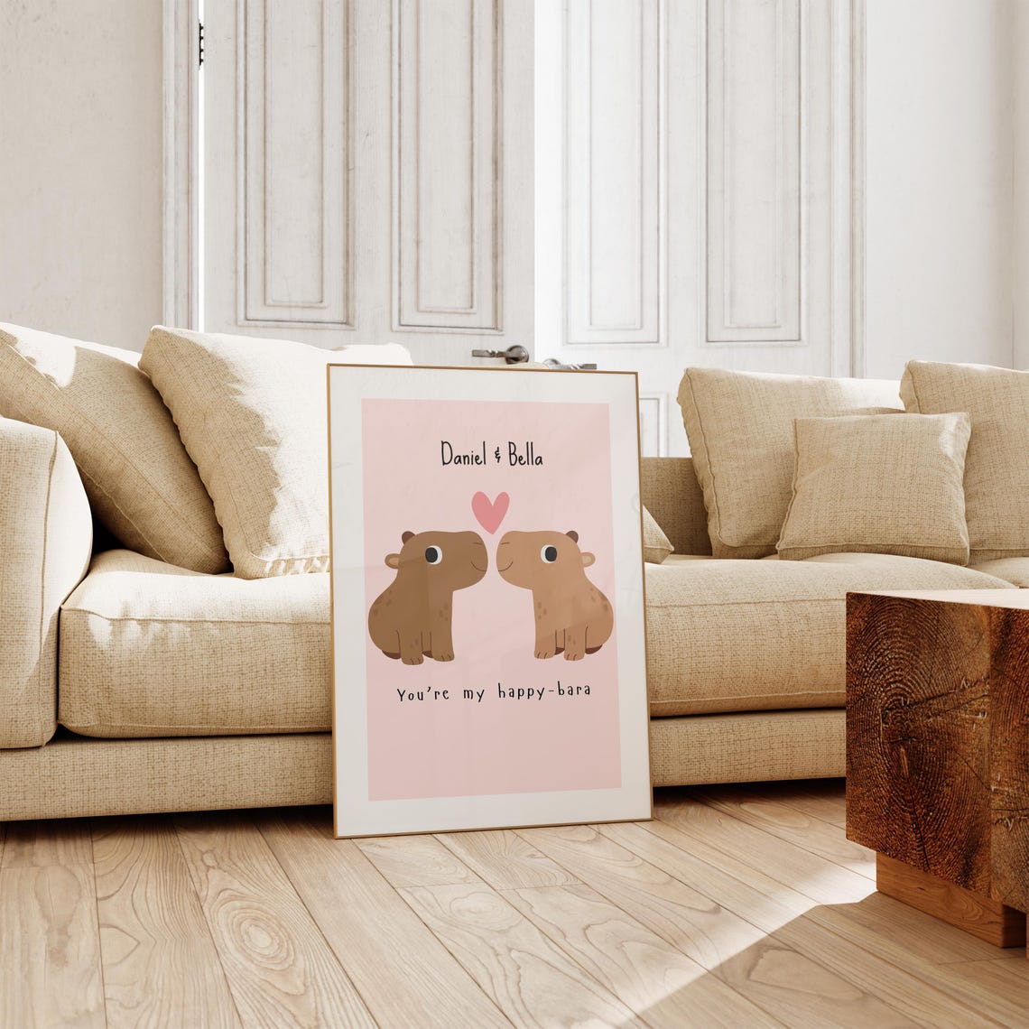 Personalized Cute Capybara Couple You Are My Happy Bara Poster - Image 3