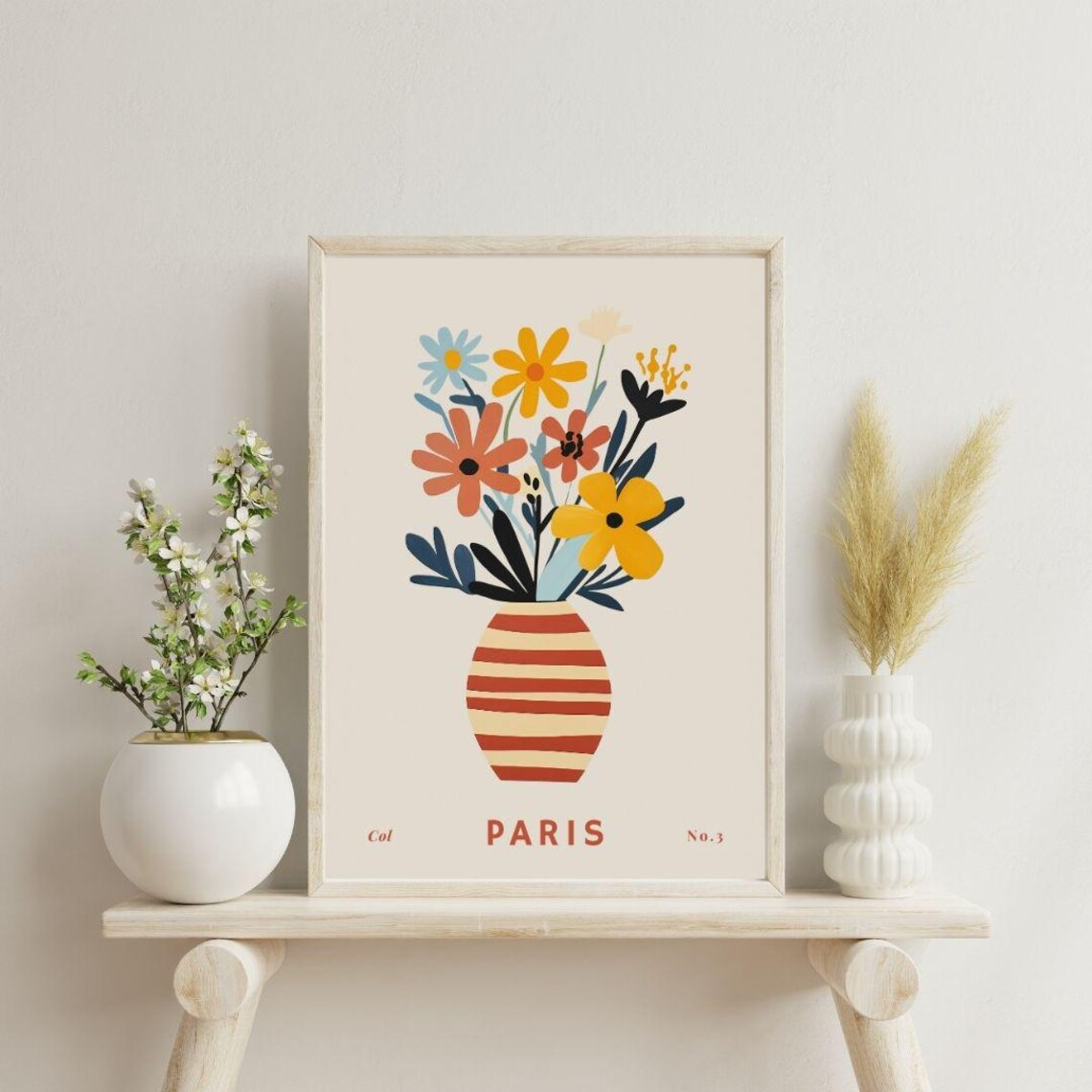 Flower Print Botanical Bohemian Decor, Floral Art