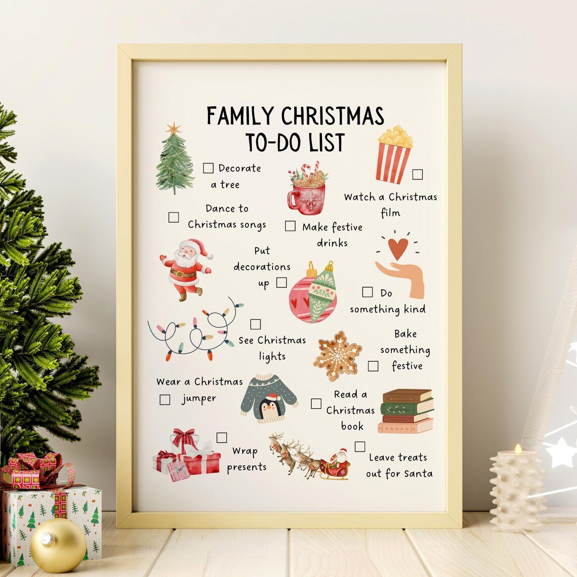 Family Christmas To Do List Illustrated Festive Activity Poster