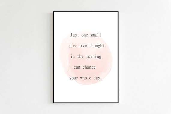 Positive Thought Morning Pink Watercolor Inspirational Quote Poster