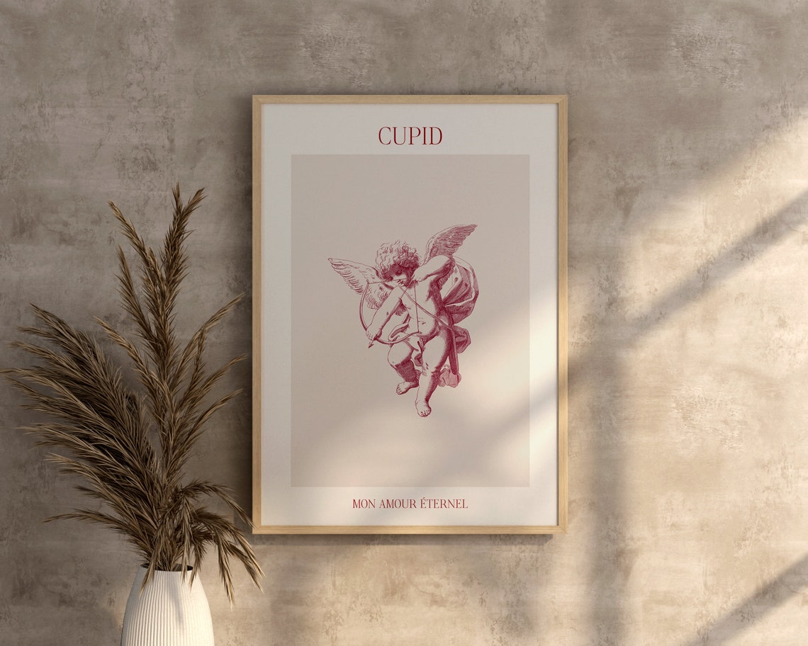 Cupid Mon Amour Eternel Vintage French Romantic Cherub Art Poster - Image 2
