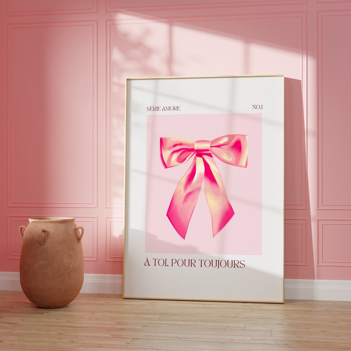 Pink Bow A Toi Pour Toujours French Valentine Coquette Art Poster - Image 2