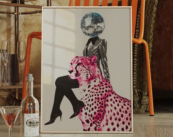 Funky Disco Ball Poster 70s Retro Wall Art Prints Bar Cart