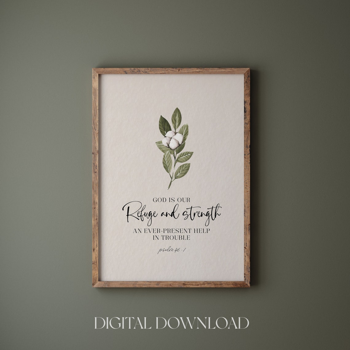 God Is My Refuge And Strength Wall Print Psalm 461 Bible Verse Wall Art Scripture Wall Print Minimalist Christian Wall Art Deco