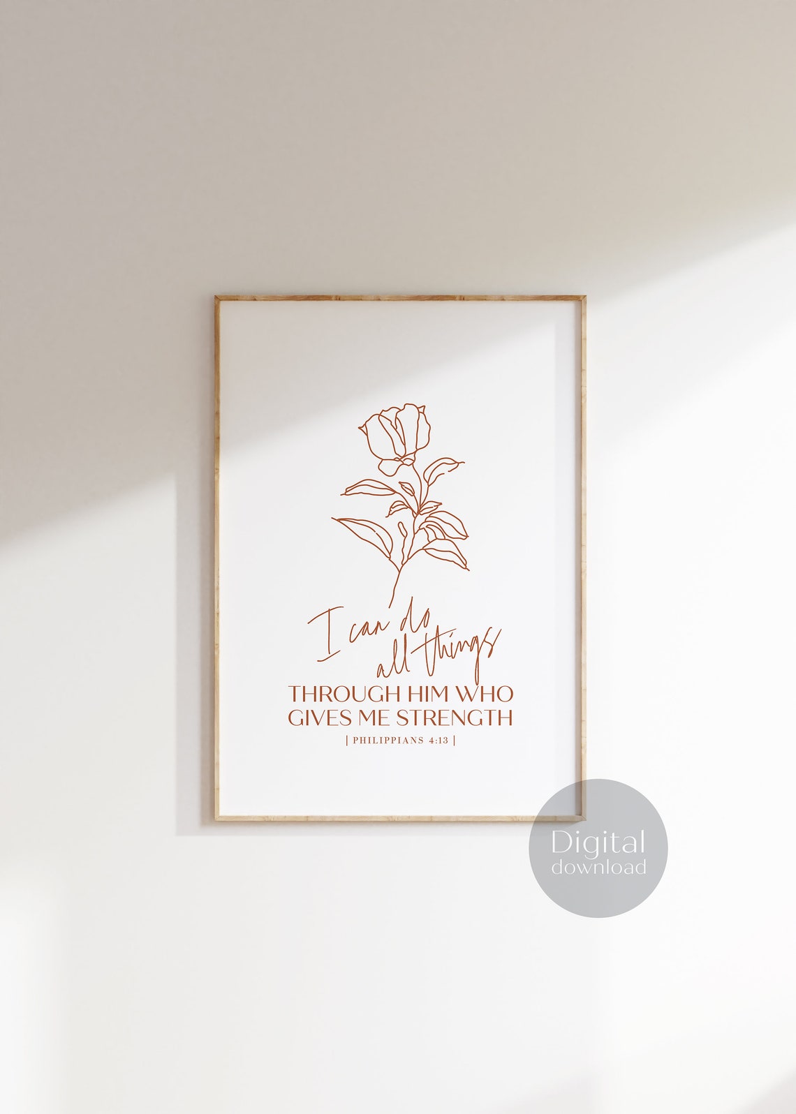 I Can Do All Things Through Him Who Gives Me Strength Philippians 413 Minimalist Bible Verse Wall Art Print Gift For Christian - Image 4