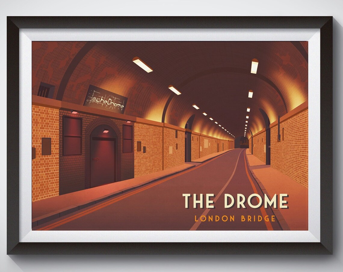 The Drome Nightclub London Bridge Tunnel Arches Retro Venue Poster