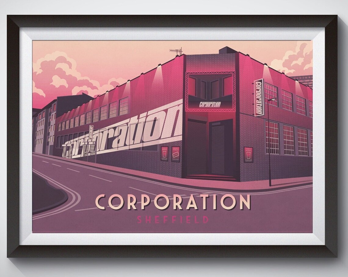 Corporation Sheffield Travel Poster, Live Music Venue