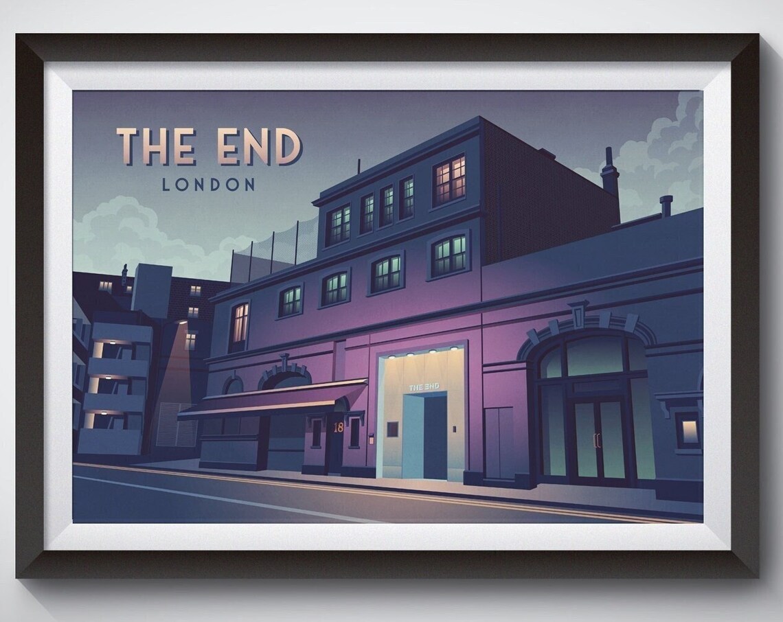 The End Nightclub London Vintage Travel Poster