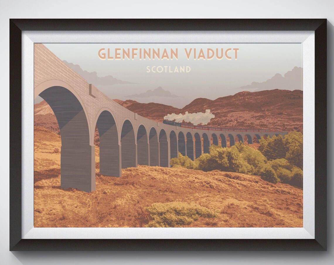 Glenfinnan Viaduct Scotland Steam Train Moorland Highlands Poster